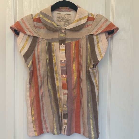 Ace & Jig Monet Blouse Top in Halo Sz Medium Metallic Cotton - Picture 2 of 6